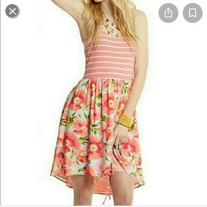 Matilda Jane High Low Floral Stripe Dress Size Medium